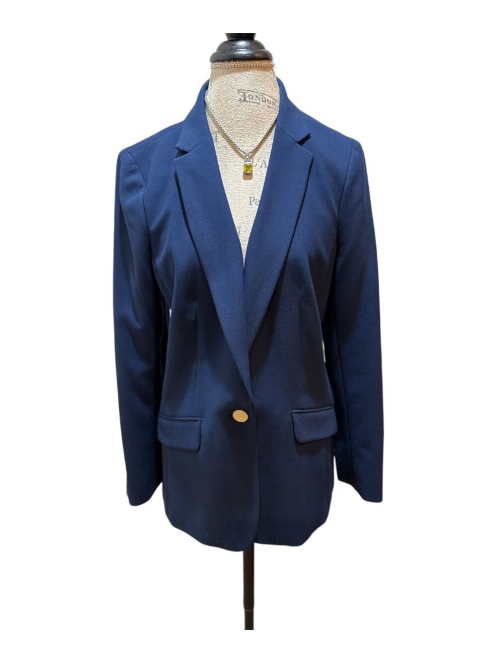 Talbots Sz 12 Blue 1-Button 2-Pocket Lined Blazer w/ Metal Buttons - Gorgeous!